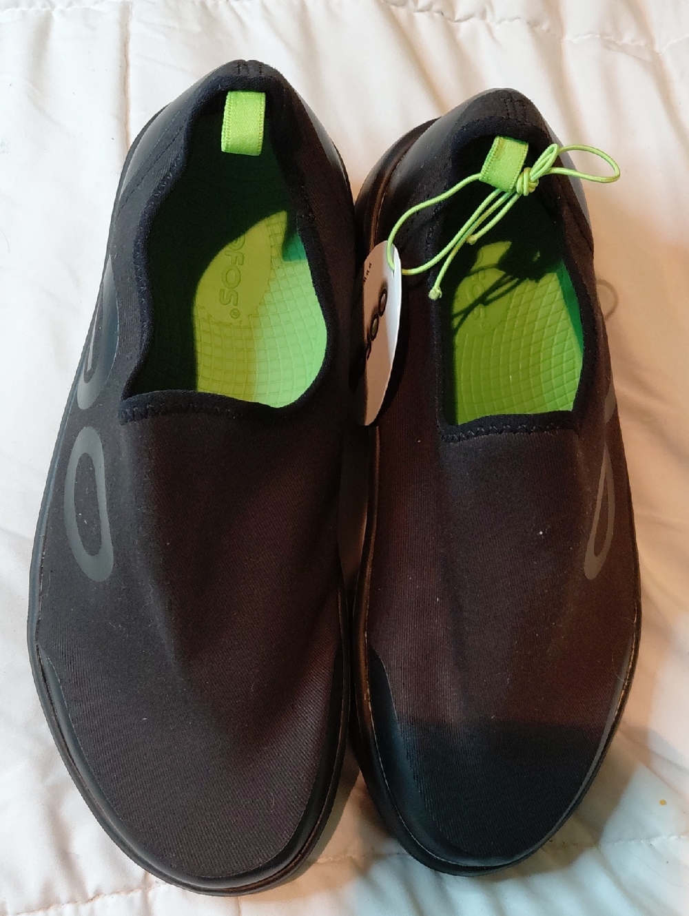 Black Slip-On Sneakers with Lime Green Insole
